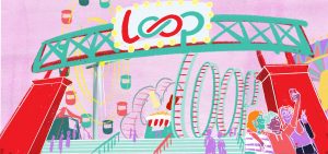 Loop buntes Bild Freizeitpark eingang